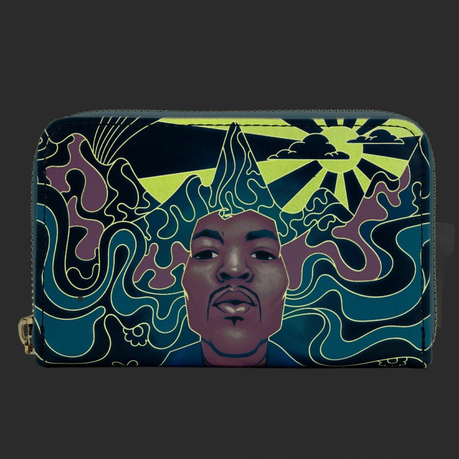 Handbags & Wallets * | Jimi Hendrix Psychedelic Glow Landscape Zip Around Wallet Loungefly Exquisite Gifts