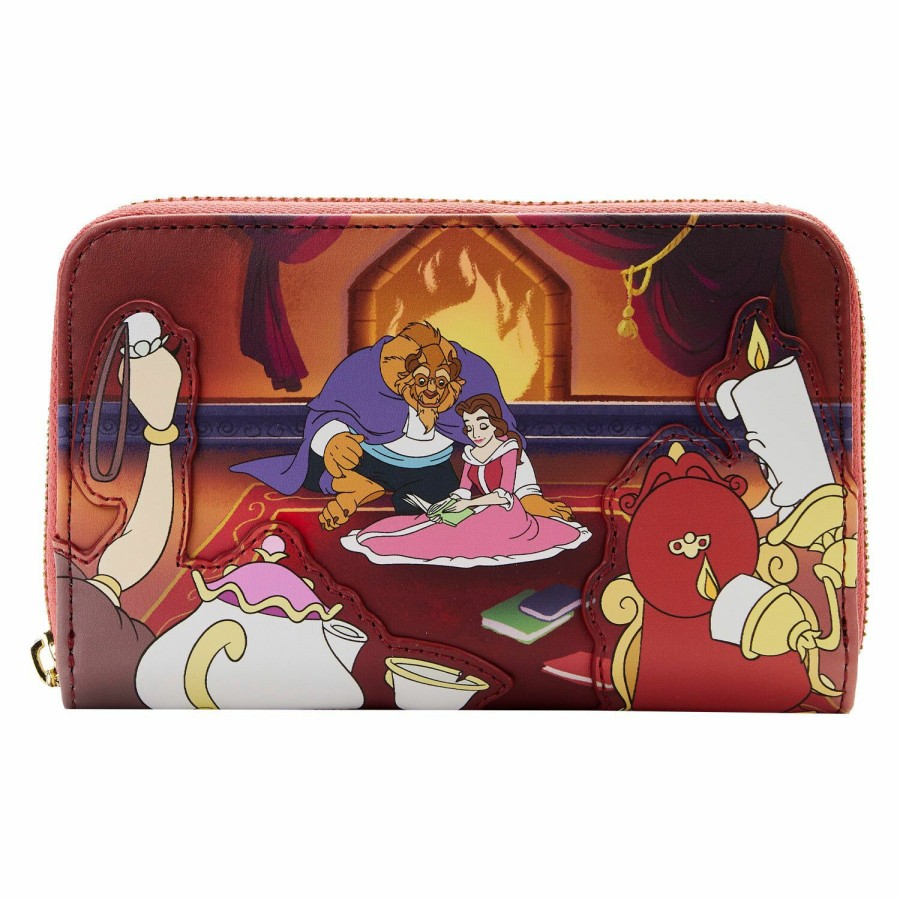 Handbags & Wallets * | Beauty And The Beast Fireplace Scene Zip Around Wallet Loungefly Best Sellers