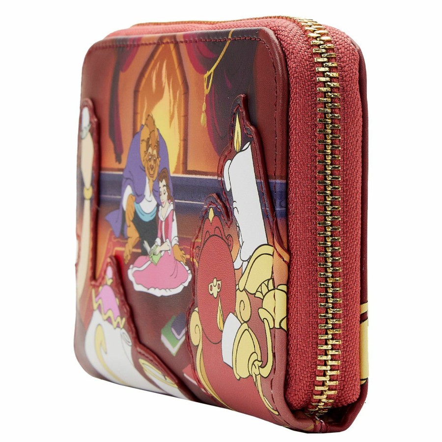 Handbags & Wallets * | Beauty And The Beast Fireplace Scene Zip Around Wallet Loungefly Best Sellers