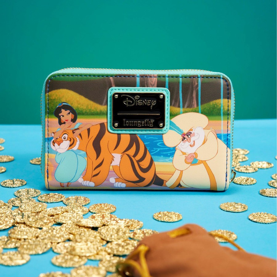 Handbags & Wallets * | Aladdin Princess Scenes Zip Around Wallet Loungefly Online Discount