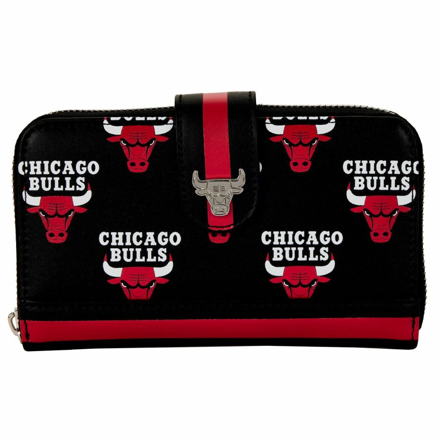 Handbags & Wallets * | Nba Chicago Bulls Logo Zip Around Wallet Loungefly Outlet Sale