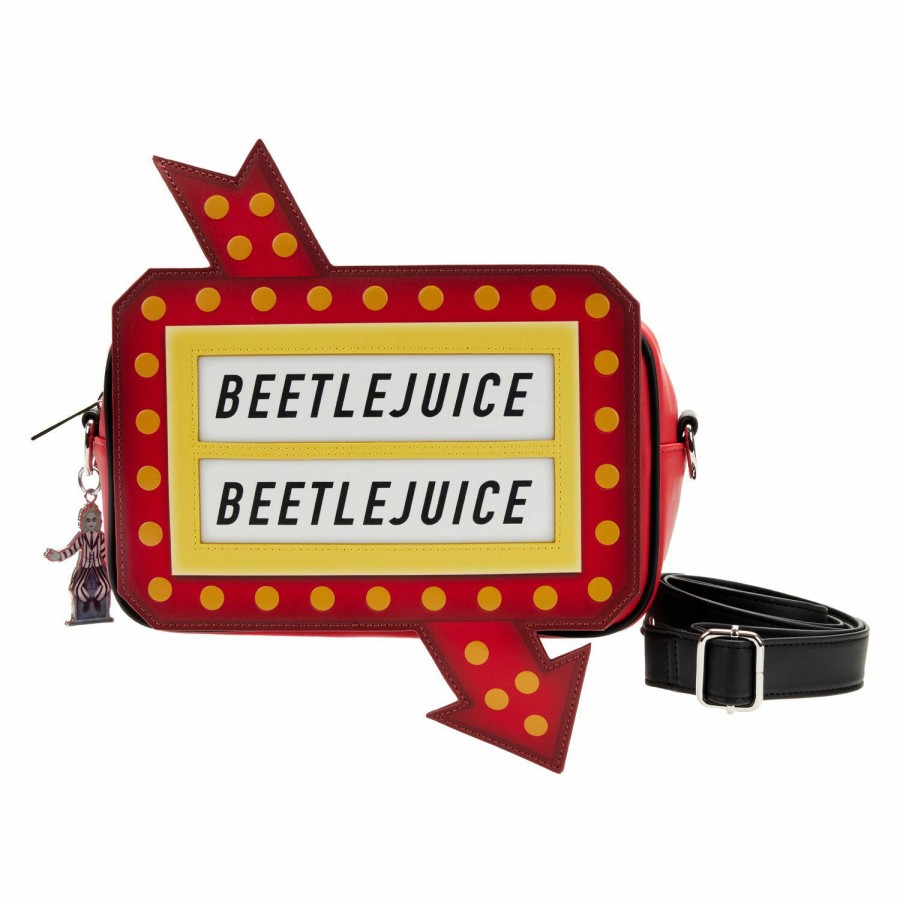 Handbags & Wallets * | Beetlejuice Glow Graveyard Sign Crossbody Bag Loungefly Reliable Quality