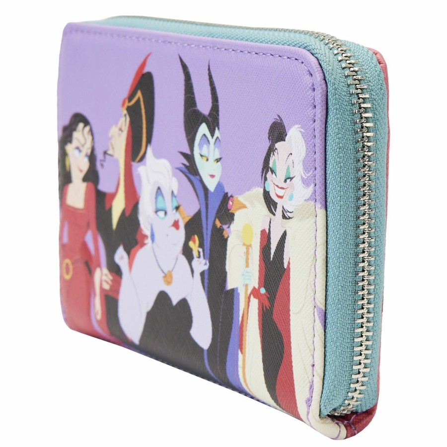 Handbags & Wallets * | Disney Villains Color Block Zip Around Wallet Loungefly Quick Delivery