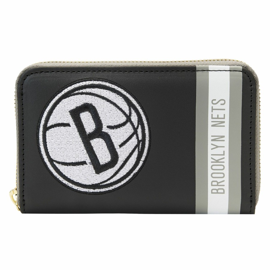 Handbags & Wallets * | Nba Brooklyn Nets Patch Icons Zip Around Wallet Loungefly Classical