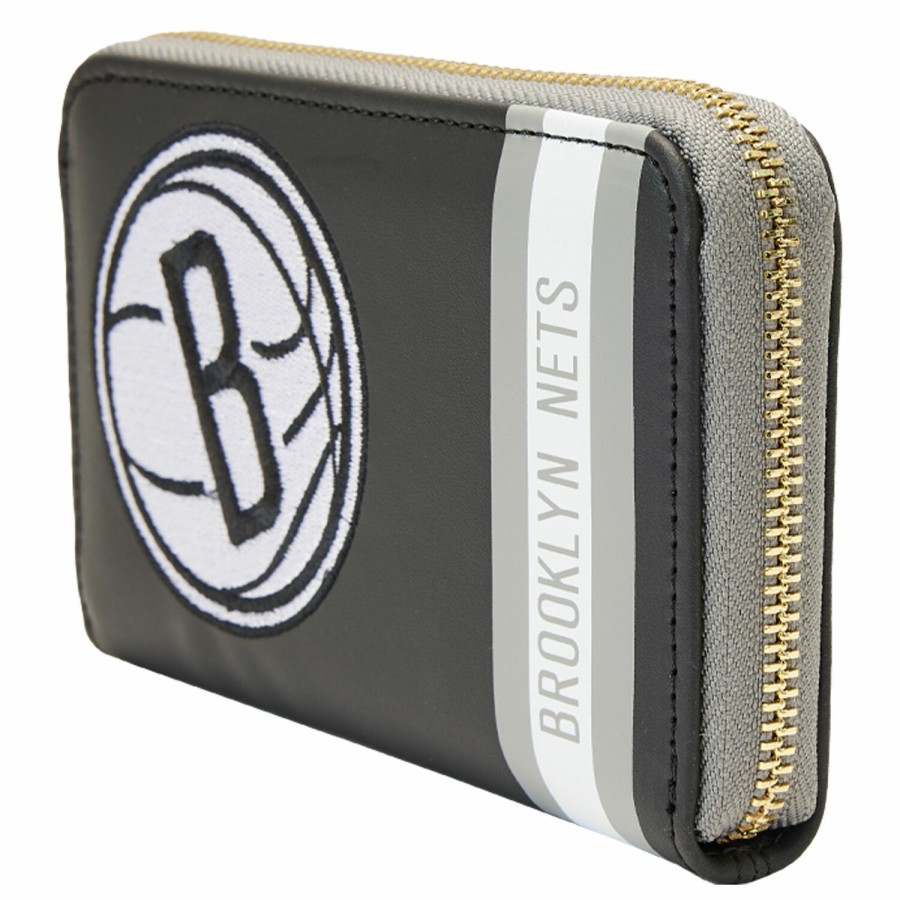 Handbags & Wallets * | Nba Brooklyn Nets Patch Icons Zip Around Wallet Loungefly Classical