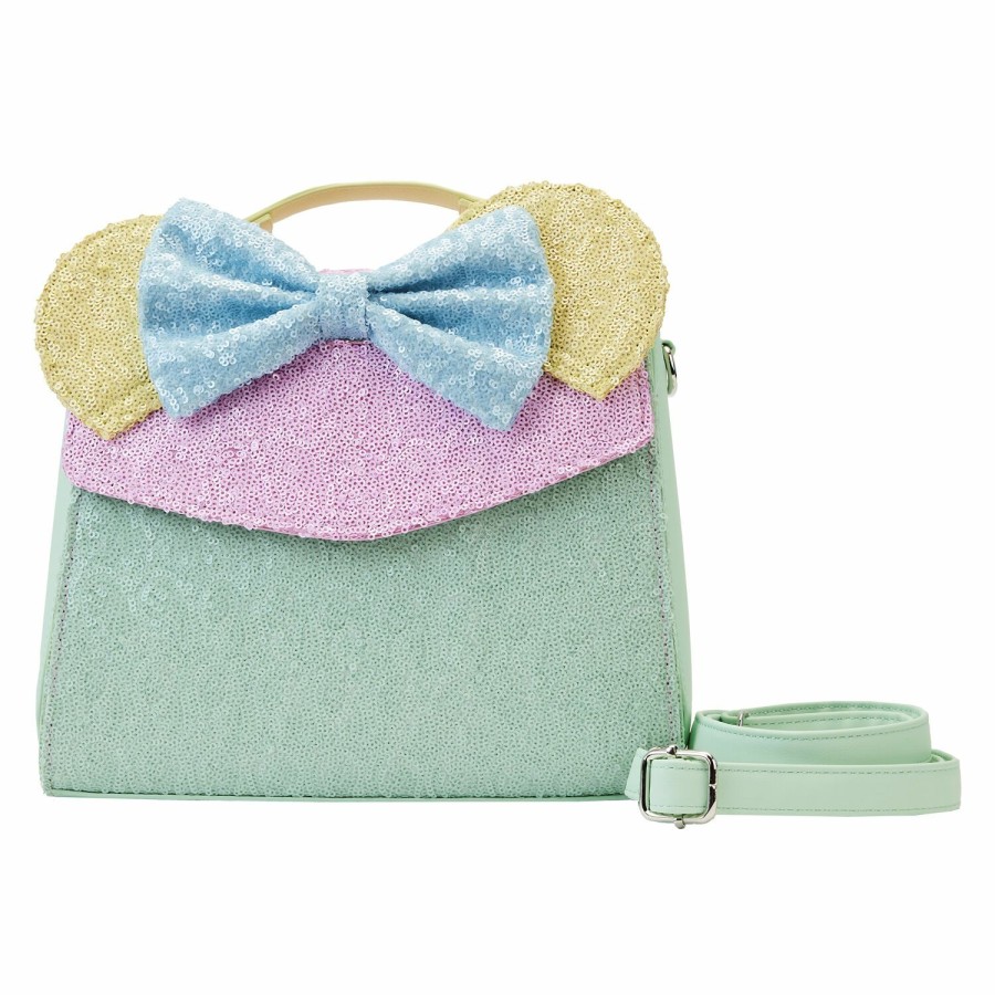 Handbags & Wallets * | Limited Edition Exclusive Minnie Mouse Pastel Sequin Crossbody Bag Loungefly Fashionable