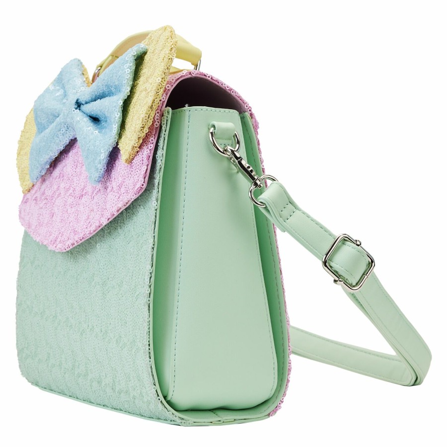 Handbags & Wallets * | Limited Edition Exclusive Minnie Mouse Pastel Sequin Crossbody Bag Loungefly Fashionable