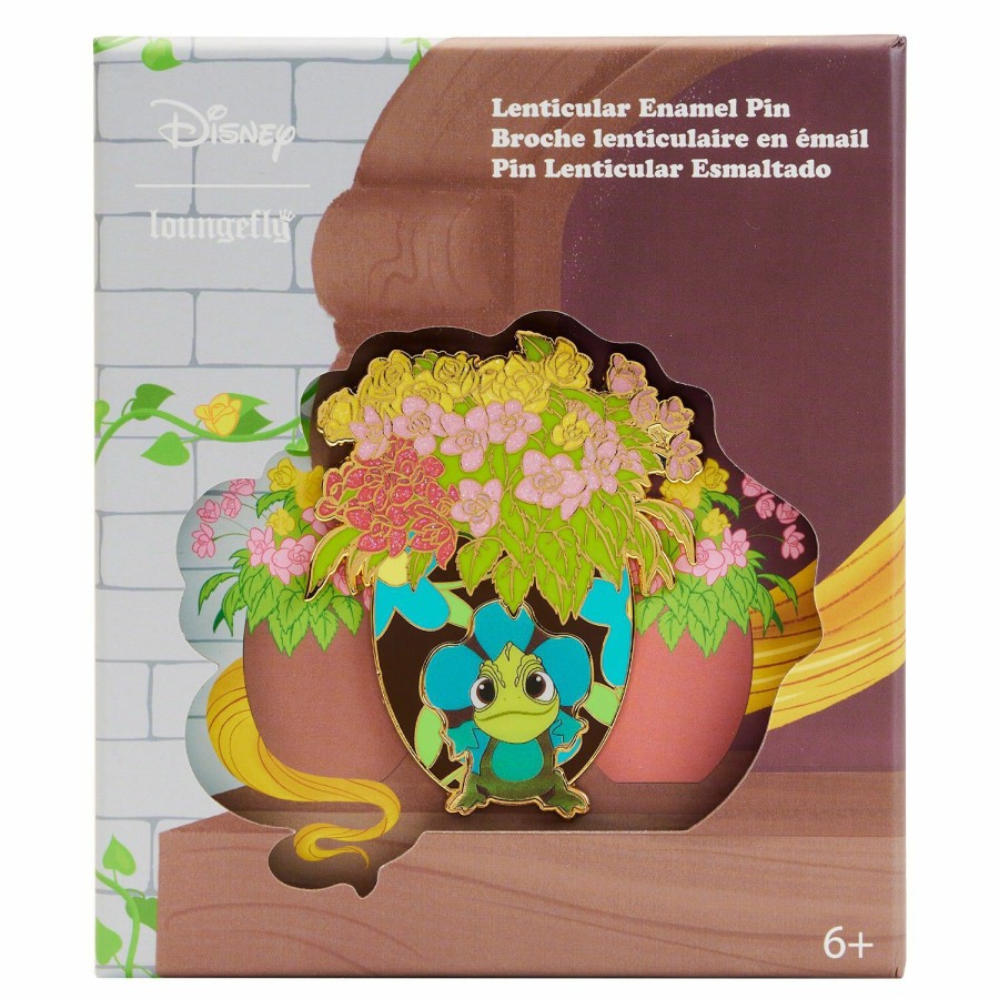 Accessories * | Tangled Pascal Flowers Lenticular Enamel Pin Loungefly Clearance Sale