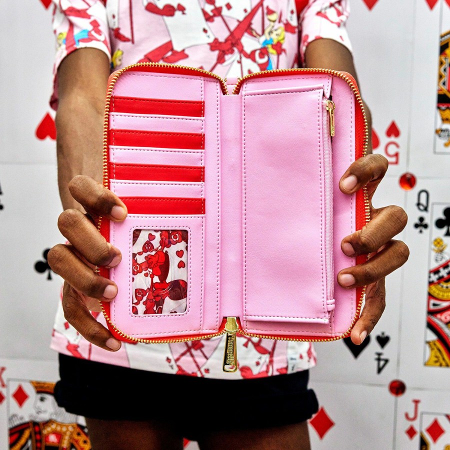 Handbags & Wallets * | Alice In Wonderland Ace Of Spades Zip Around Wallet Loungefly Featured