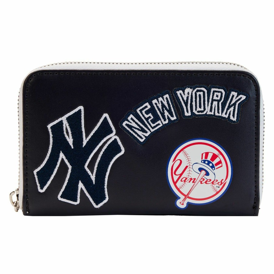 Handbags & Wallets * | Mlb Ny Yankees Patches Zip Around Wallet Loungefly Crazy Deals