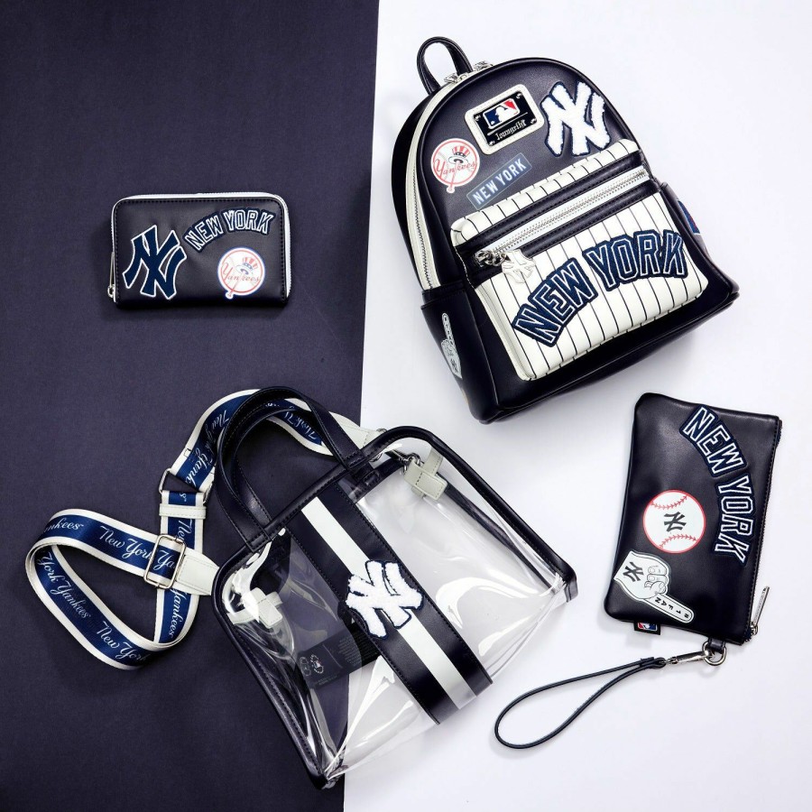 Handbags & Wallets * | Mlb Ny Yankees Patches Zip Around Wallet Loungefly Crazy Deals