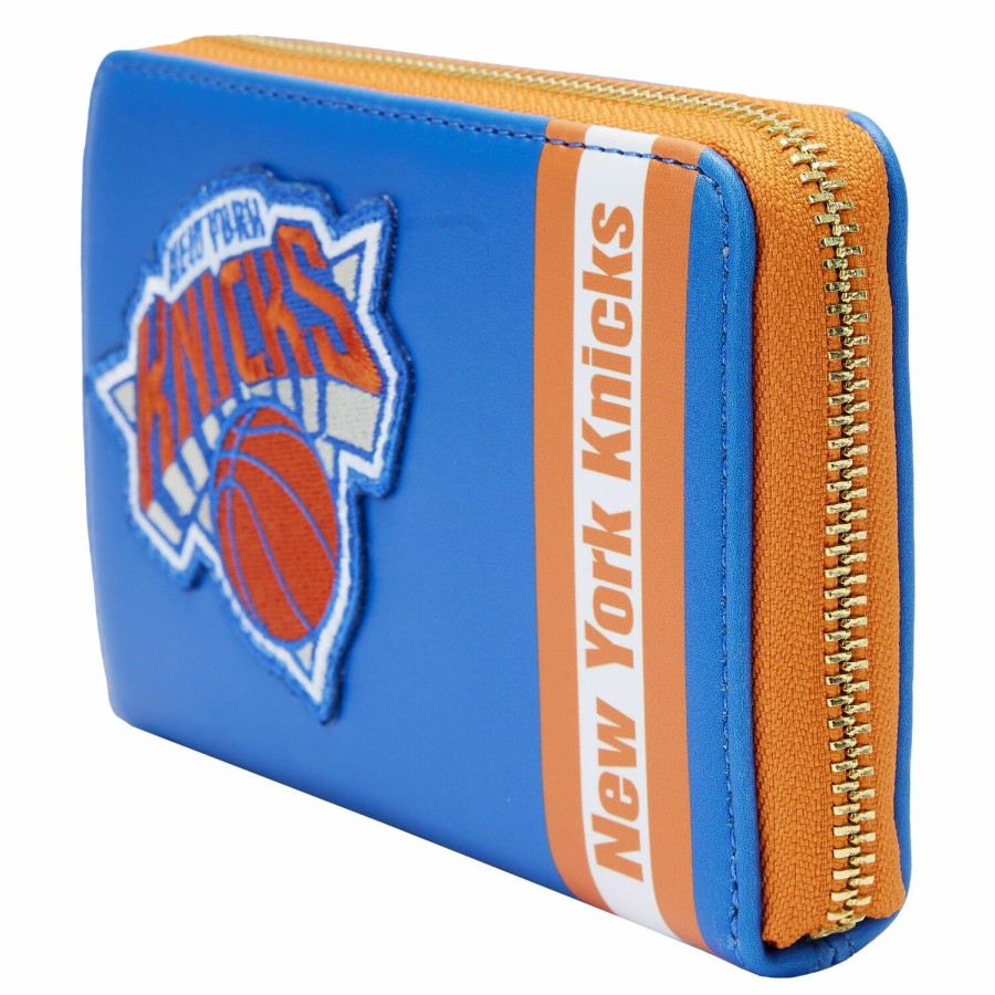 Handbags & Wallets * | Nba New York Knicks Patch Icons Zip Around Wallet Loungefly Closeout Sale