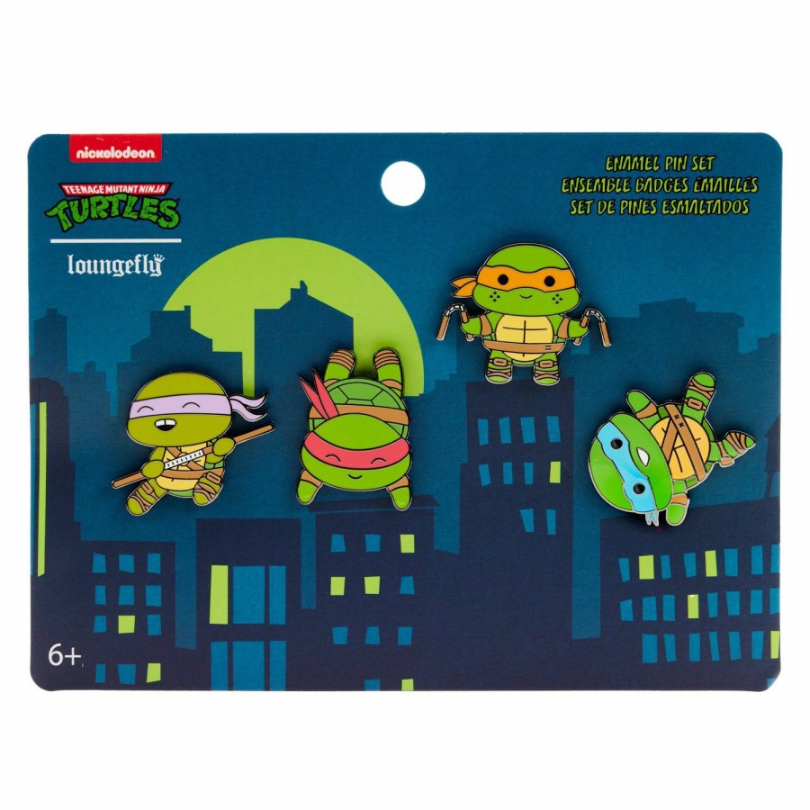 Accessories * | Teenage Mutant Ninja Turtles Chibi 4Pc Pin Set Loungefly Hot Selling