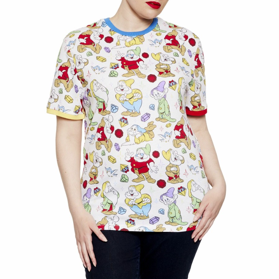 Tops * | Snow White And The Seven Dwarfs Tri-Color Ringer Tee Loungefly Official