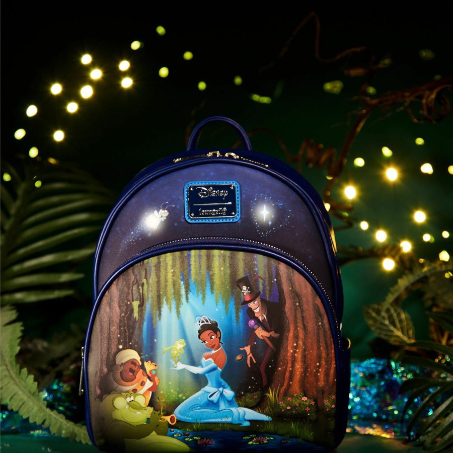 Handbags & Wallets * | Exclusive The Princess And The Frog Bayou Scene Light Up Mini Backpack Loungefly New Threads