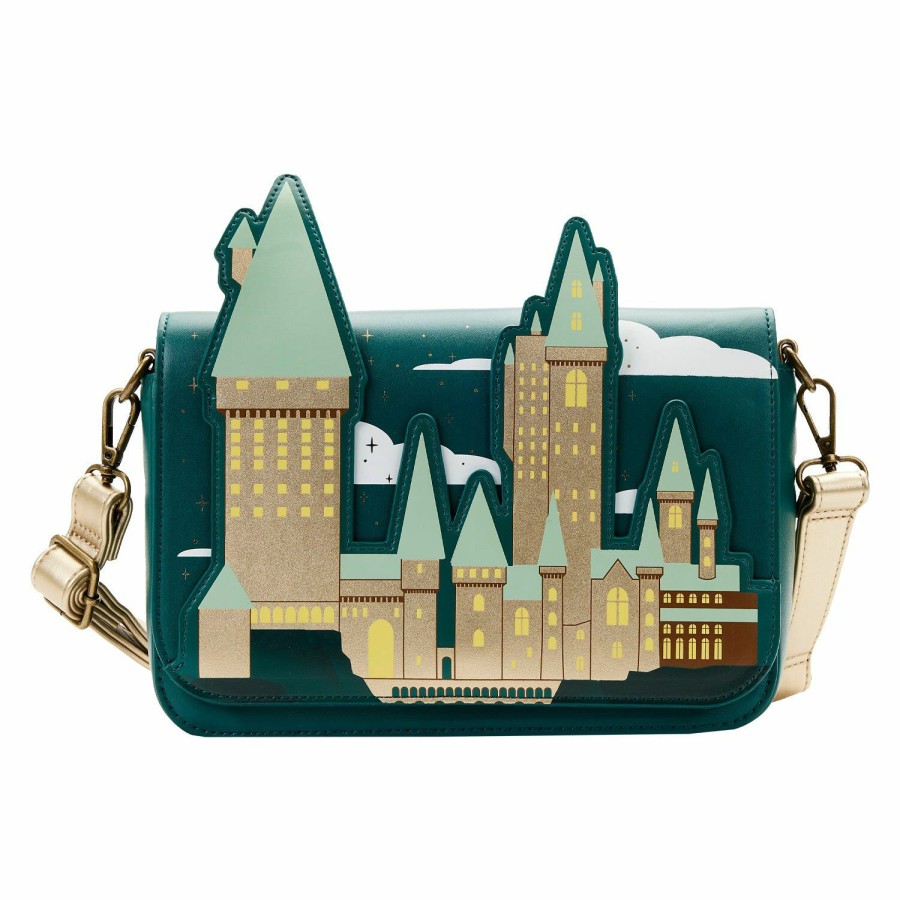 Handbags & Wallets * | Harry Potter Golden Hogwarts Castle Crossbody Bag Loungefly Discount