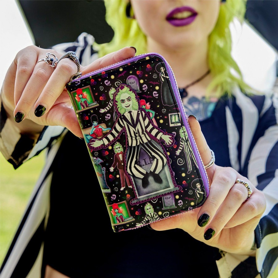 Handbags & Wallets * | Beetlejuice Icons Zip Around Wallet Loungefly Outlet