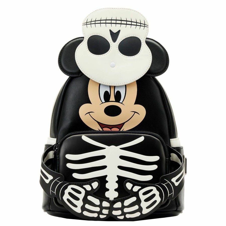 Handbags & Wallets * | Exclusive Mickey Mouse Glow Skeleton Mini Backpack Loungefly Top Selling