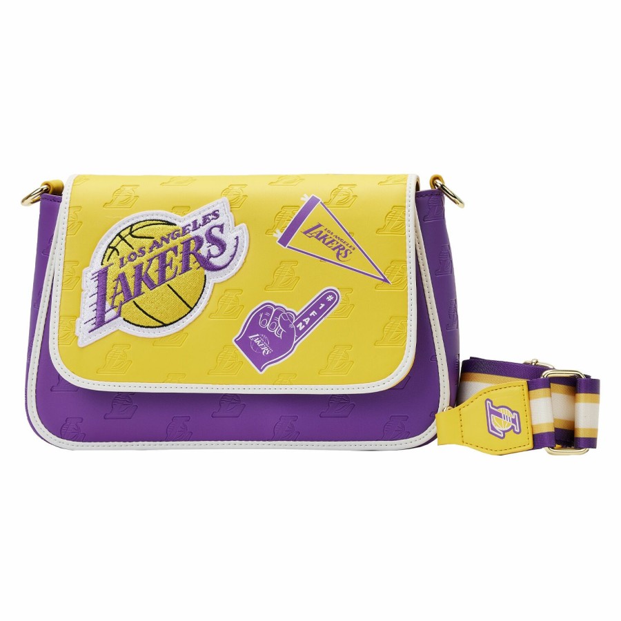 Handbags & Wallets * | Nba Los Angeles Lakers Patch Icons Crossbody Bag Loungefly Popular