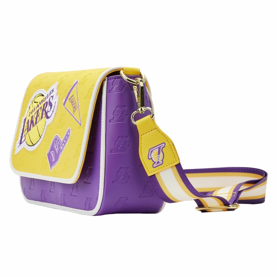 Handbags & Wallets * | Nba Los Angeles Lakers Patch Icons Crossbody Bag Loungefly Popular