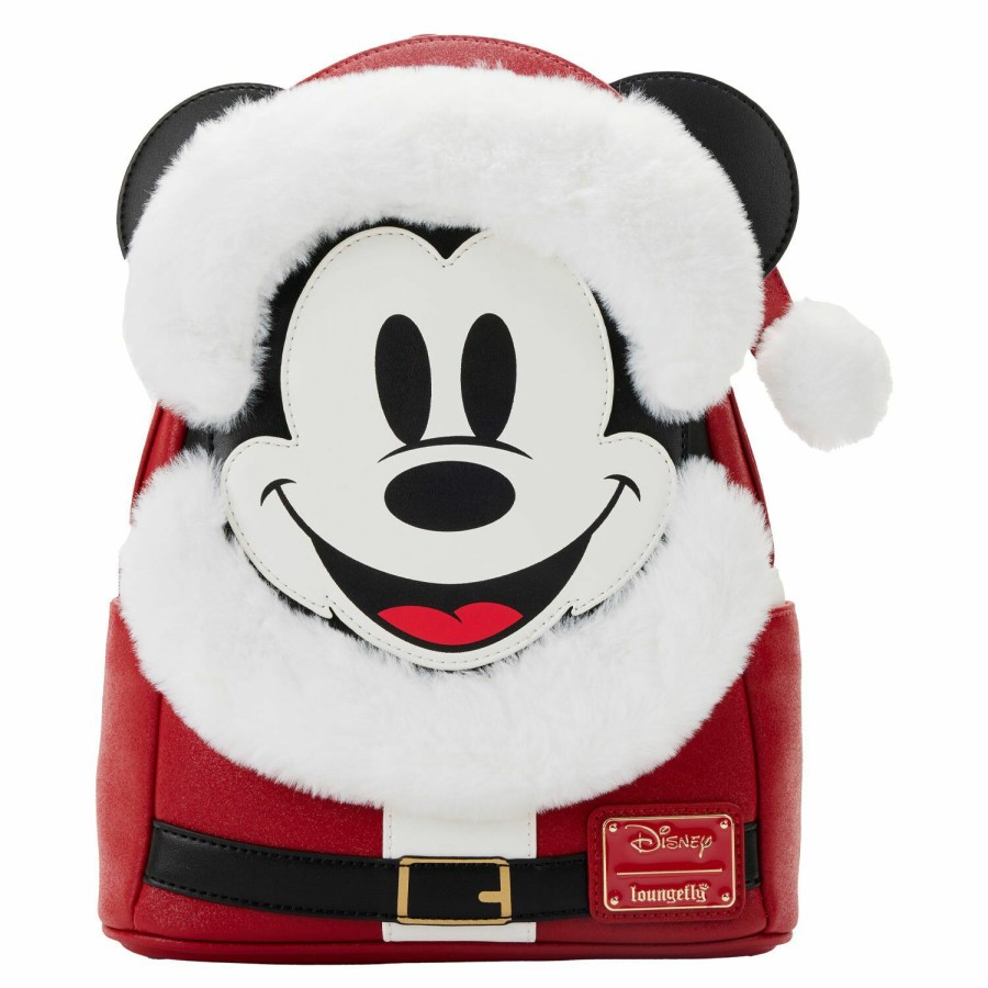 Handbags & Wallets * | Exclusive Glitter Mickey Mouse Santa Mini Backpack Loungefly Store