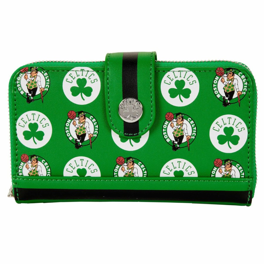 Handbags & Wallets * | Nba Boston Celtics Logo Zip Around Wallet Loungefly Promotions