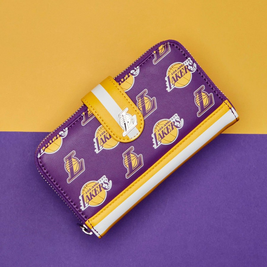 Handbags & Wallets * | Nba Los Angeles Lakers Zip Around Wallet Loungefly Sale