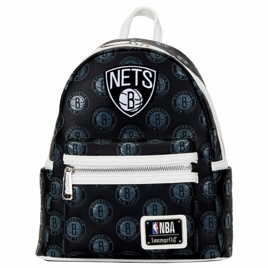 Handbags & Wallets * | Nba Brooklyn Nets Logo Mini Backpack Loungefly Low Price