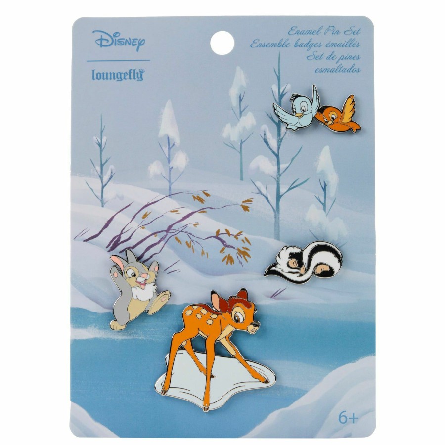 Accessories * | Bambi Snow Day 4Pc Pin Set Loungefly Clearance Sale