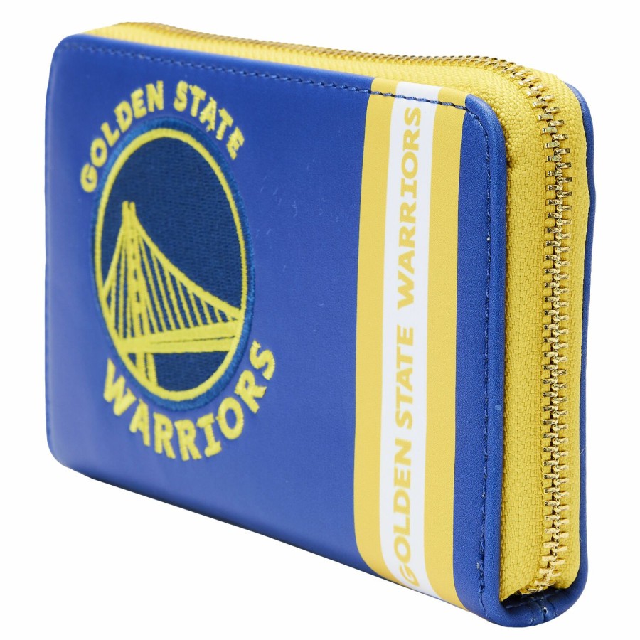 Handbags & Wallets * | Nba Golden State Warriors Patch Icons Zip Around Wallet Loungefly Bargain Sale