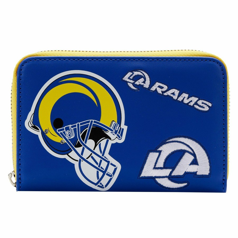 Handbags & Wallets * | Nfl Los Angeles Rams Patches Zip Around Wallet Loungefly Best Sale