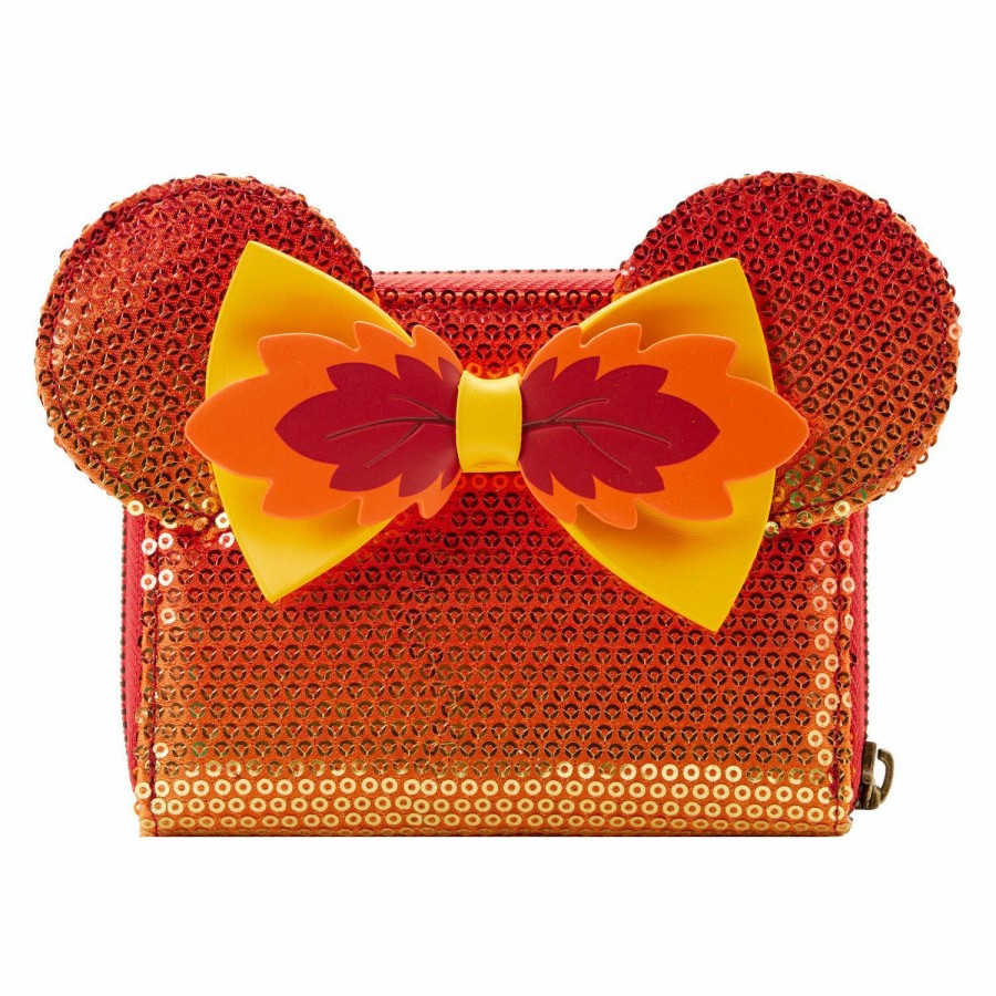 Handbags & Wallets * | Exclusive Disney Fall Minnie Mouse Sequin Ombre Zip Around Wallet Loungefly Outlet