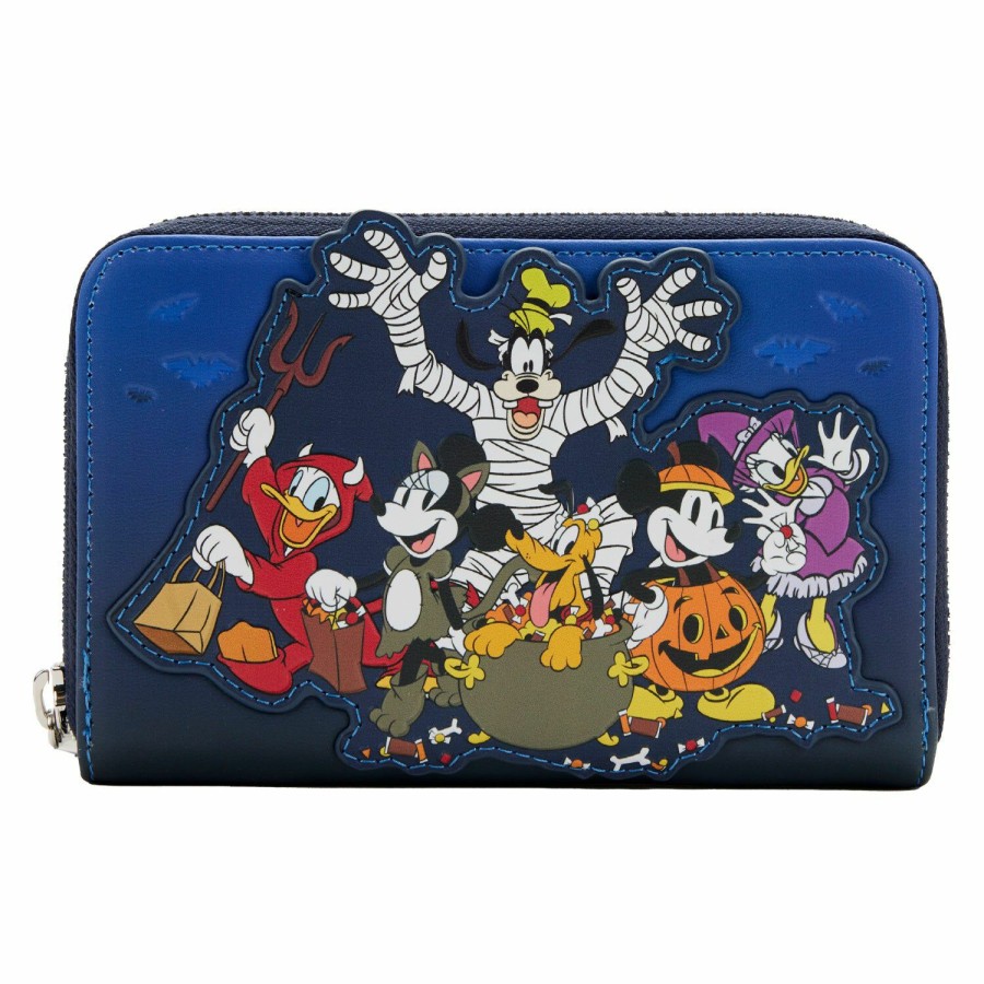 Handbags & Wallets * | Exclusive Mickey And Friends Halloween Haunted House Zip Around Wallet Loungefly Best-Selling