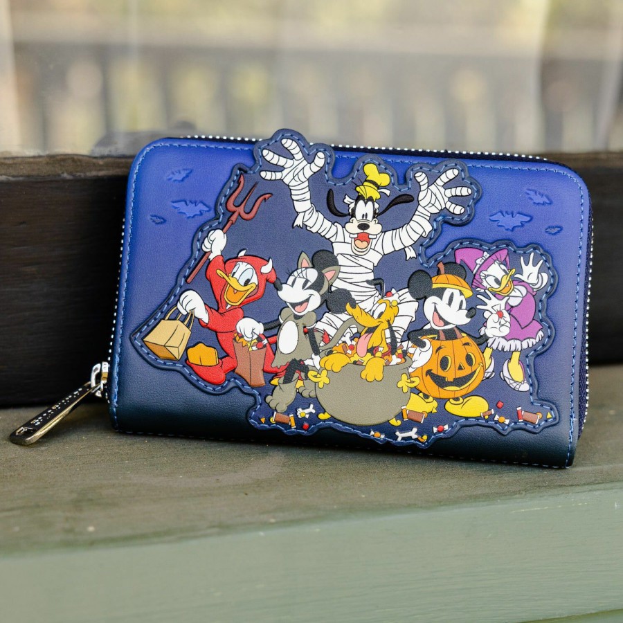 Handbags & Wallets * | Exclusive Mickey And Friends Halloween Haunted House Zip Around Wallet Loungefly Best-Selling