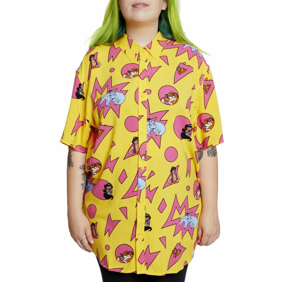 Tops * | Aladdin Genie Camp Shirt Loungefly Shop