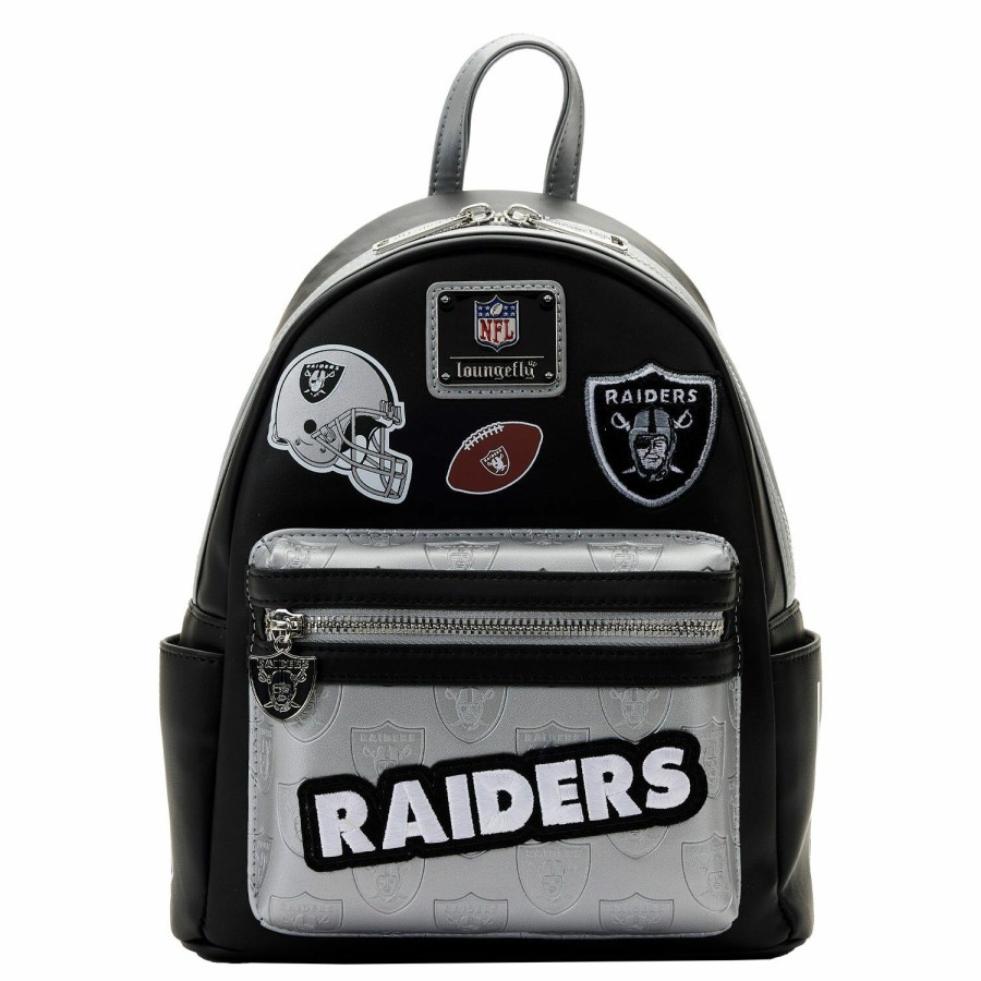 Handbags & Wallets * | Nfl Las Vegas Raiders Patches Mini Backpack Loungefly Large Choice