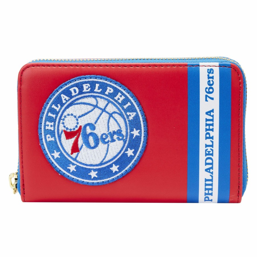 Handbags & Wallets * | Nba Philadelphia 76Ers Patch Icons Zip Around Wallet Loungefly Discount