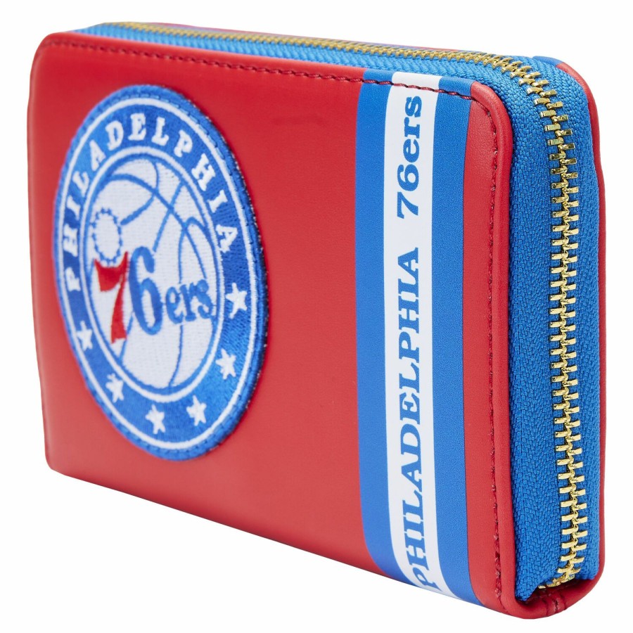 Handbags & Wallets * | Nba Philadelphia 76Ers Patch Icons Zip Around Wallet Loungefly Discount