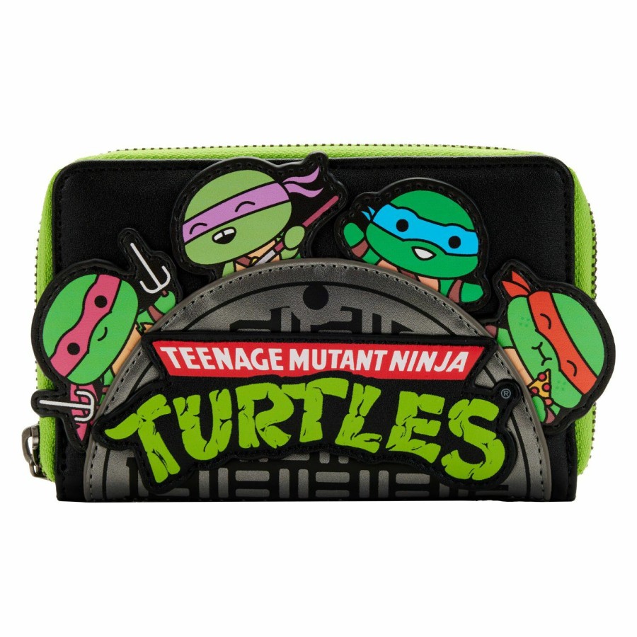 Handbags & Wallets * | Teenage Mutant Ninja Turtles Sewer Cap Zip Around Wallet Loungefly Original