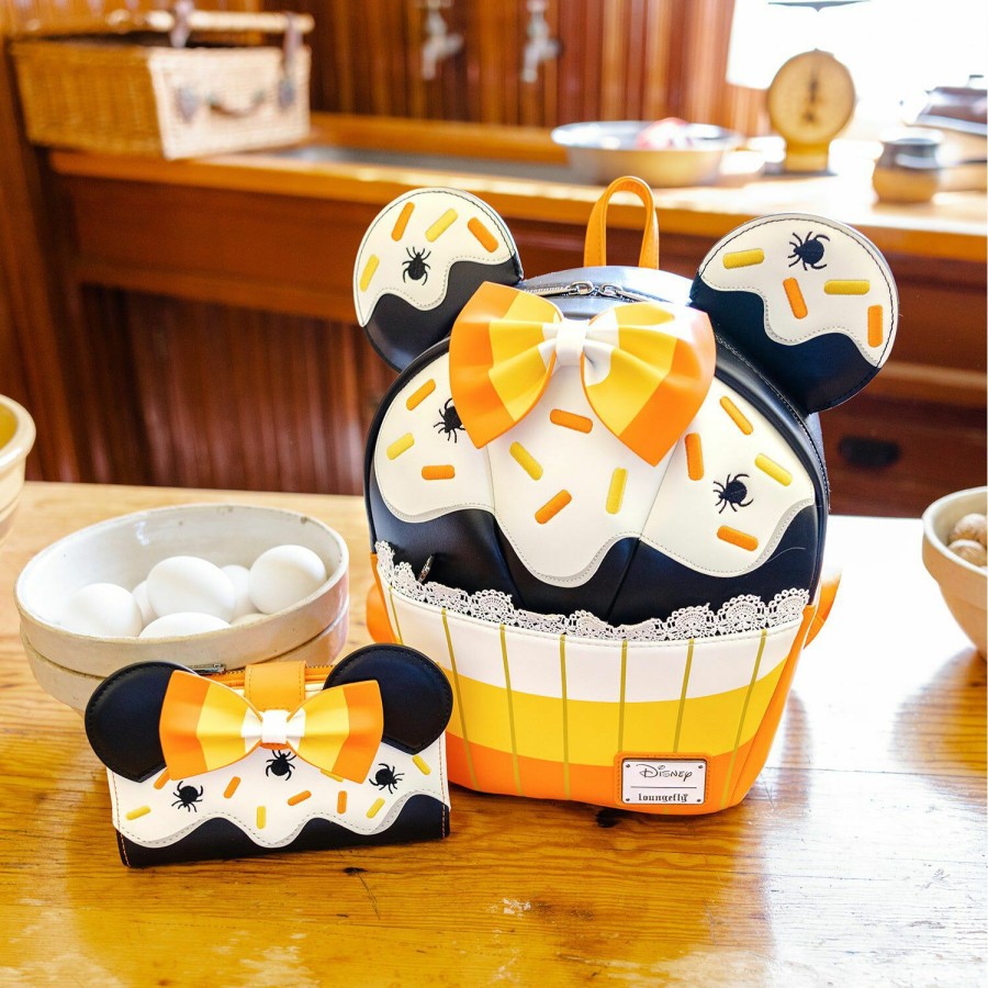 Handbags & Wallets * | Exclusive Minnie Mouse Candy Corn Cupcake Glow Mini Backpack Loungefly Tendy Style