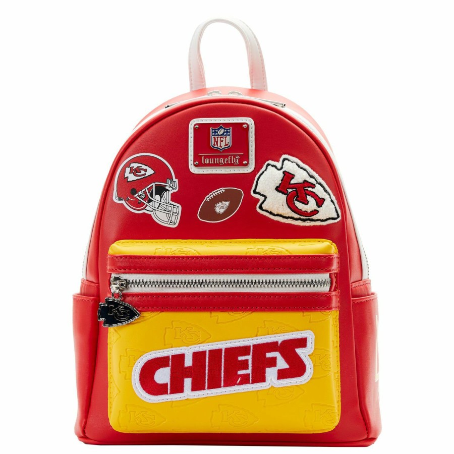 Handbags & Wallets * | Nfl Kansas City Chiefs Patches Mini Backpack Loungefly Cheap Online