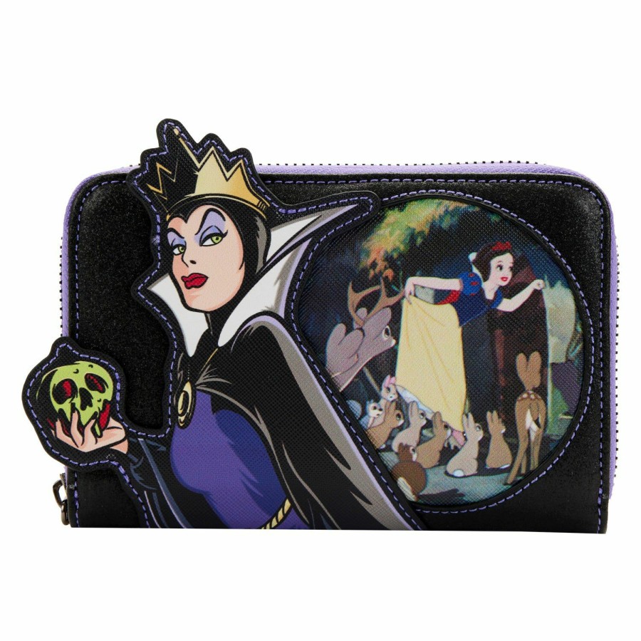 Handbags & Wallets * | Evil Queen Villains Scenes Zip Around Wallet Loungefly Hot Sell