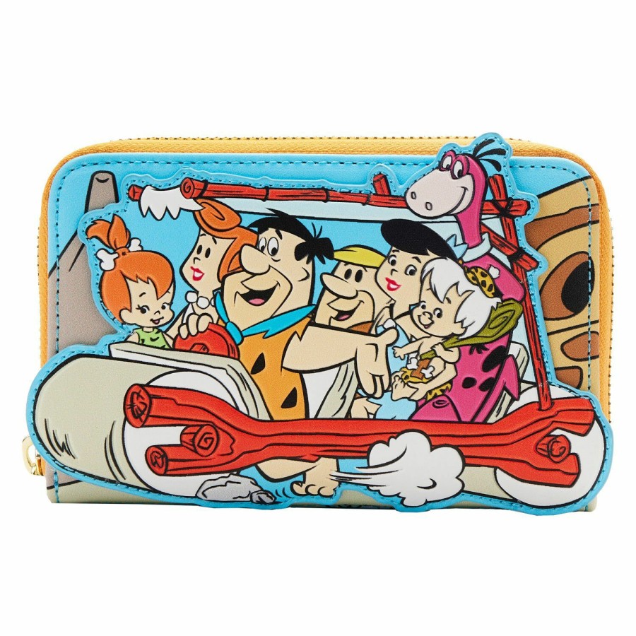 Handbags & Wallets * | Exclusive The Flintstones Flintmobile Zip Around Wallet Loungefly Top Selling