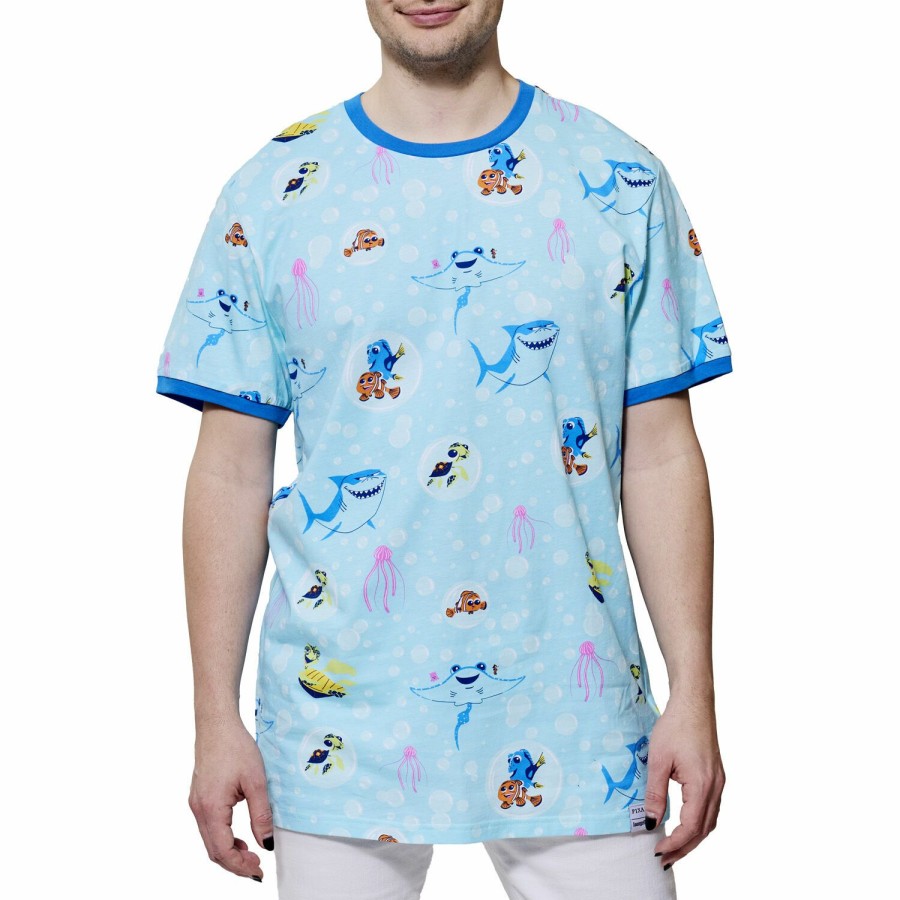 Tops * | Finding Nemo 20Th Anniversary Bubbles Unisex Ringer Tee Loungefly Online Discount