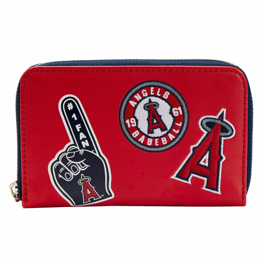 Handbags & Wallets * | Mlb La Angels Patches Zip Around Wallet Loungefly Hot Sell