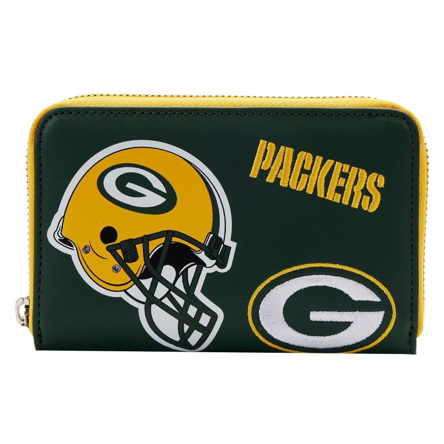 Handbags & Wallets * | Nfl Green Bay Packers Patches Zip Around Wallet Loungefly Discount