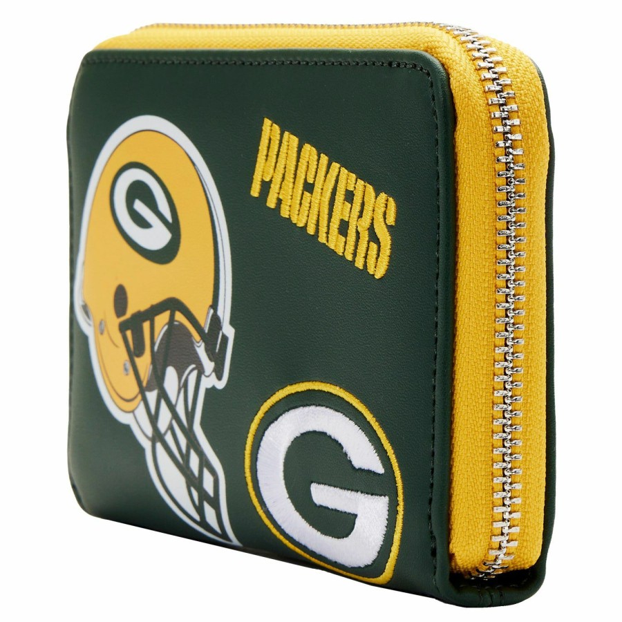 Handbags & Wallets * | Nfl Green Bay Packers Patches Zip Around Wallet Loungefly Discount