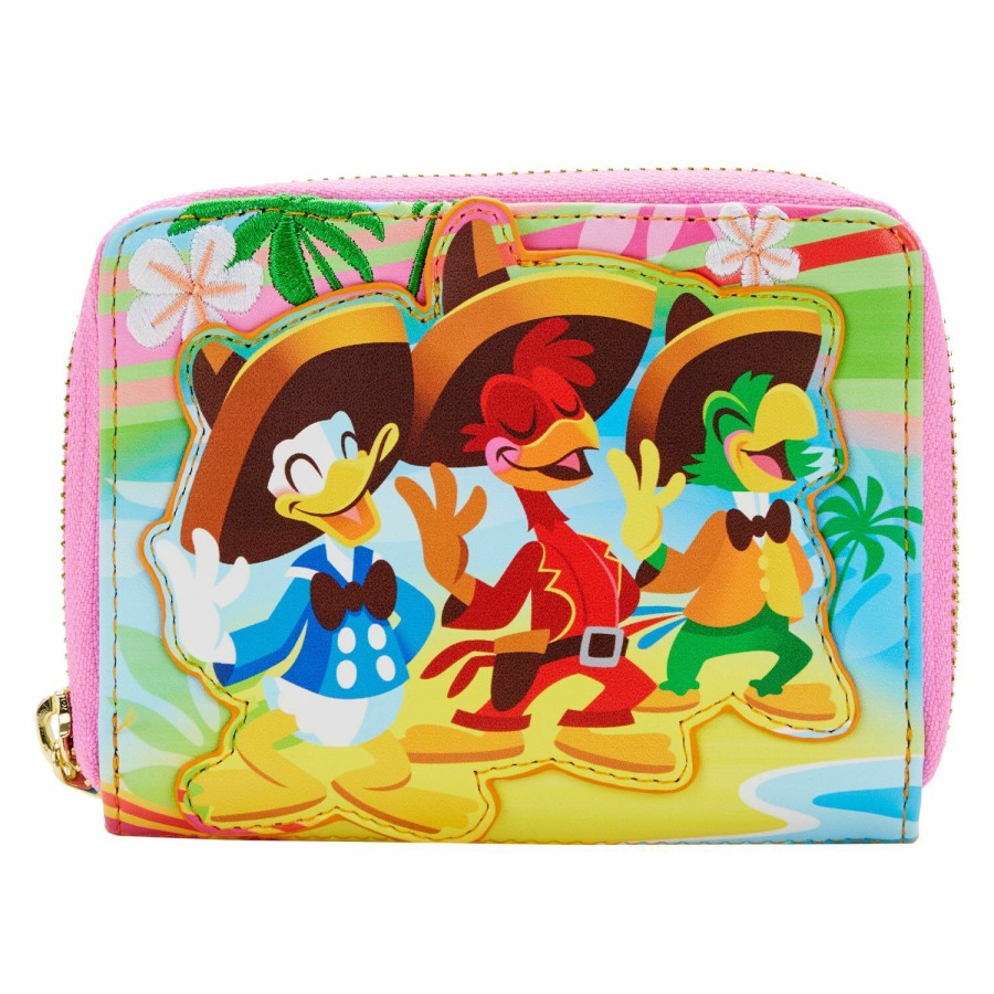 Handbags & Wallets * | Exclusive Three Caballeros Beach Scene Zip Around Wallet Loungefly Typical Style