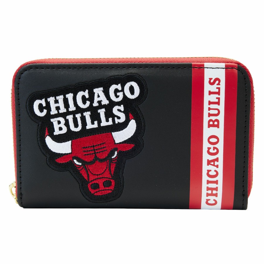 Handbags & Wallets * | Nba Chicago Bulls Patch Icons Zip Around Wallet Loungefly Bestsellers