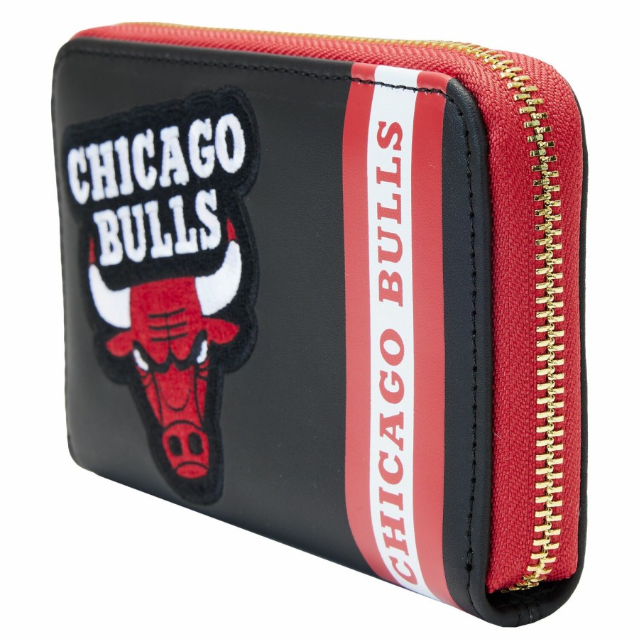 Handbags & Wallets * | Nba Chicago Bulls Patch Icons Zip Around Wallet Loungefly Bestsellers